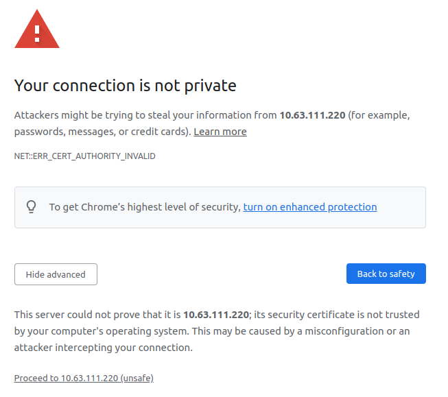 Chromeでのセキュリティ警告の例