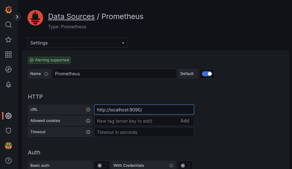 Prometheus URLを入力